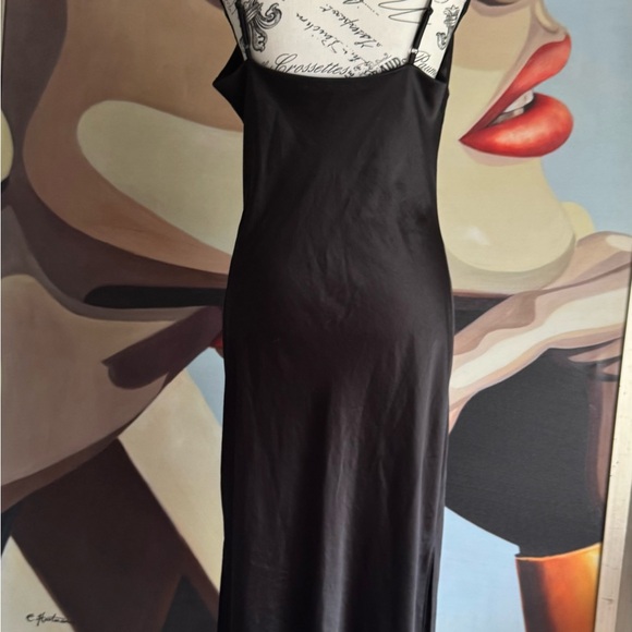 Express satin black cowl neck whimsy goth midi dress medium - Picture 6 of 8